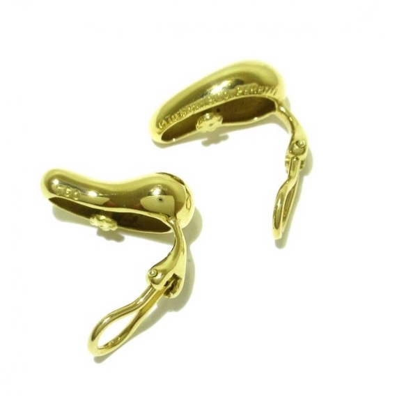Auth 18k TIFFANY & CO. Bean teardrop EARRINGS Elsa Peretti - Picture 4 of 6